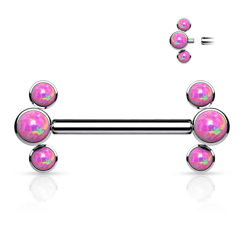 Titan Nippelpiercing 3 Opal Silber Innengewinde - Image 6