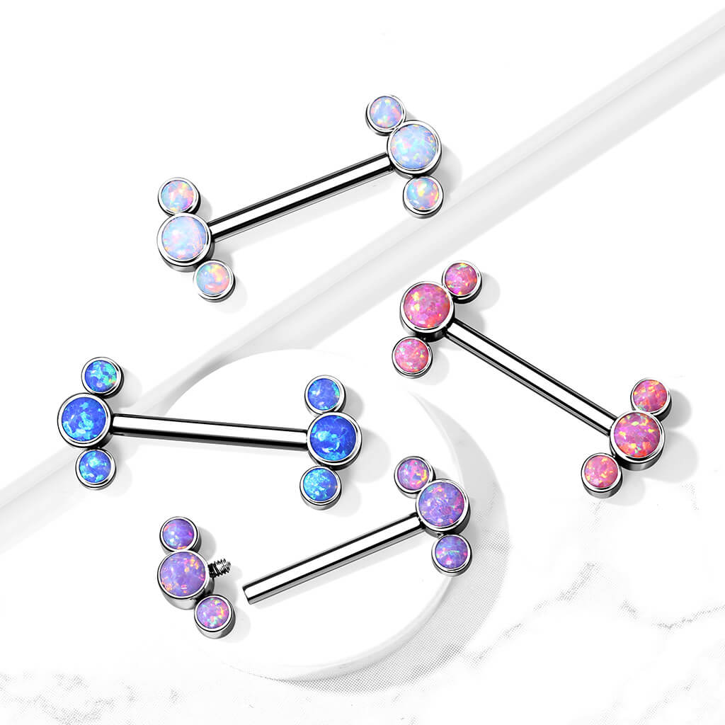 Titan Nippelpiercing 3 Opal Silber Innengewinde - Image 7