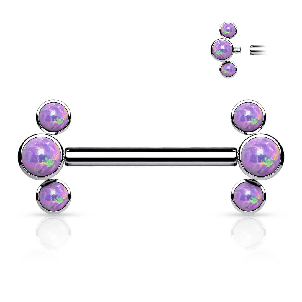 Titan Nippelpiercing 3 Opal Silber Innengewinde - Image 8