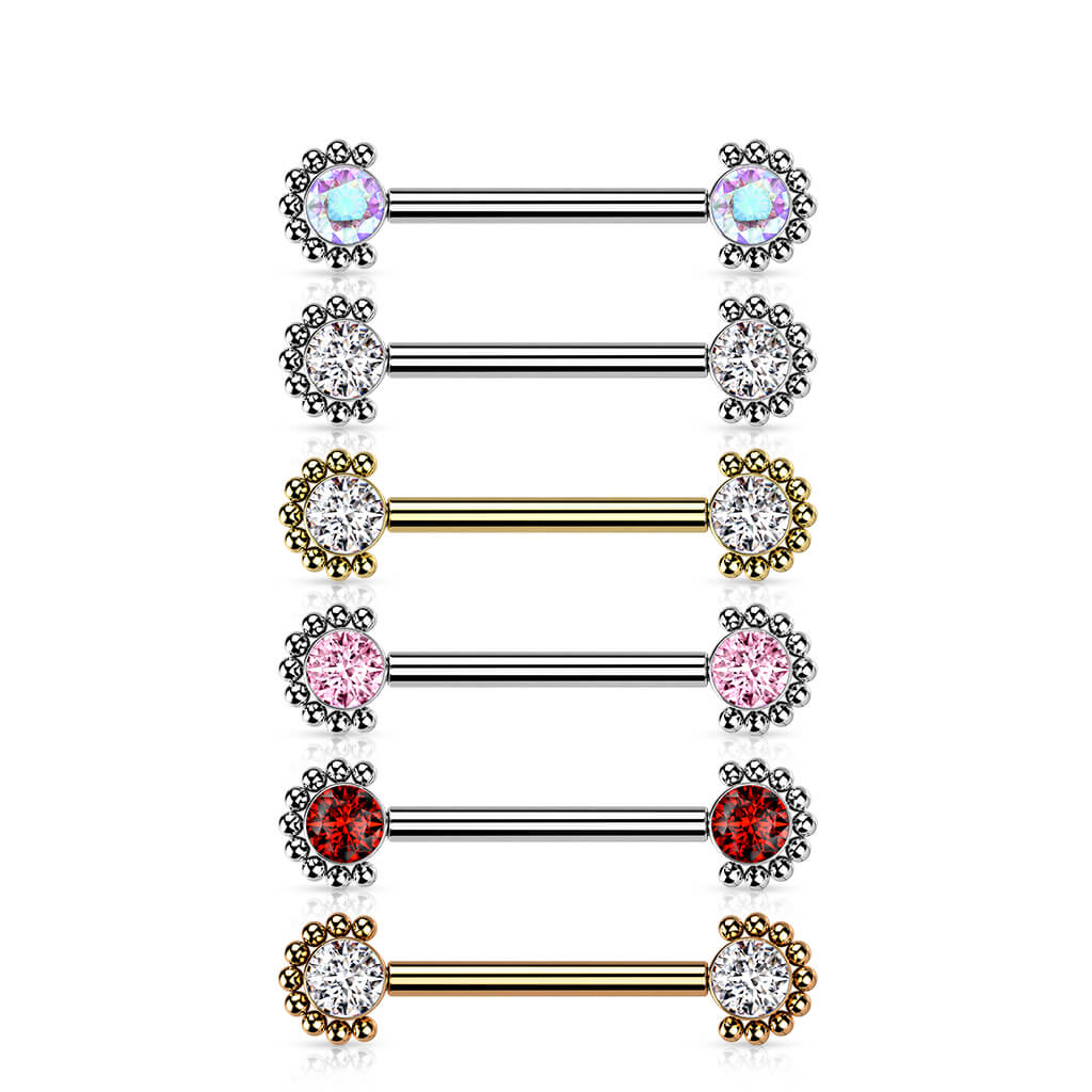 Titan Nippelpiercing Zirkonia Innengewinde - Image 3