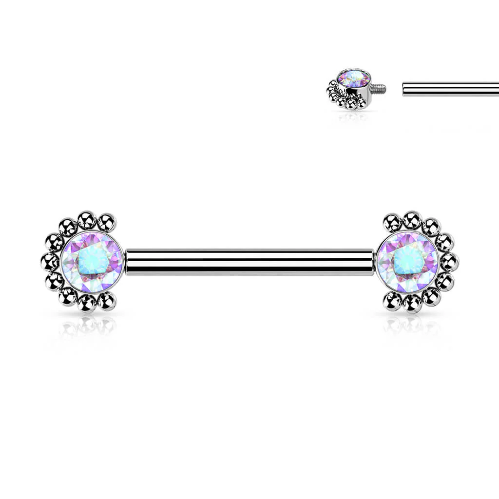 Titan Nippelpiercing Zirkonia Innengewinde - Image 4