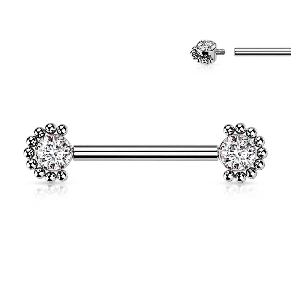 Titan Nippelpiercing Zirkonia Innengewinde - Image 6