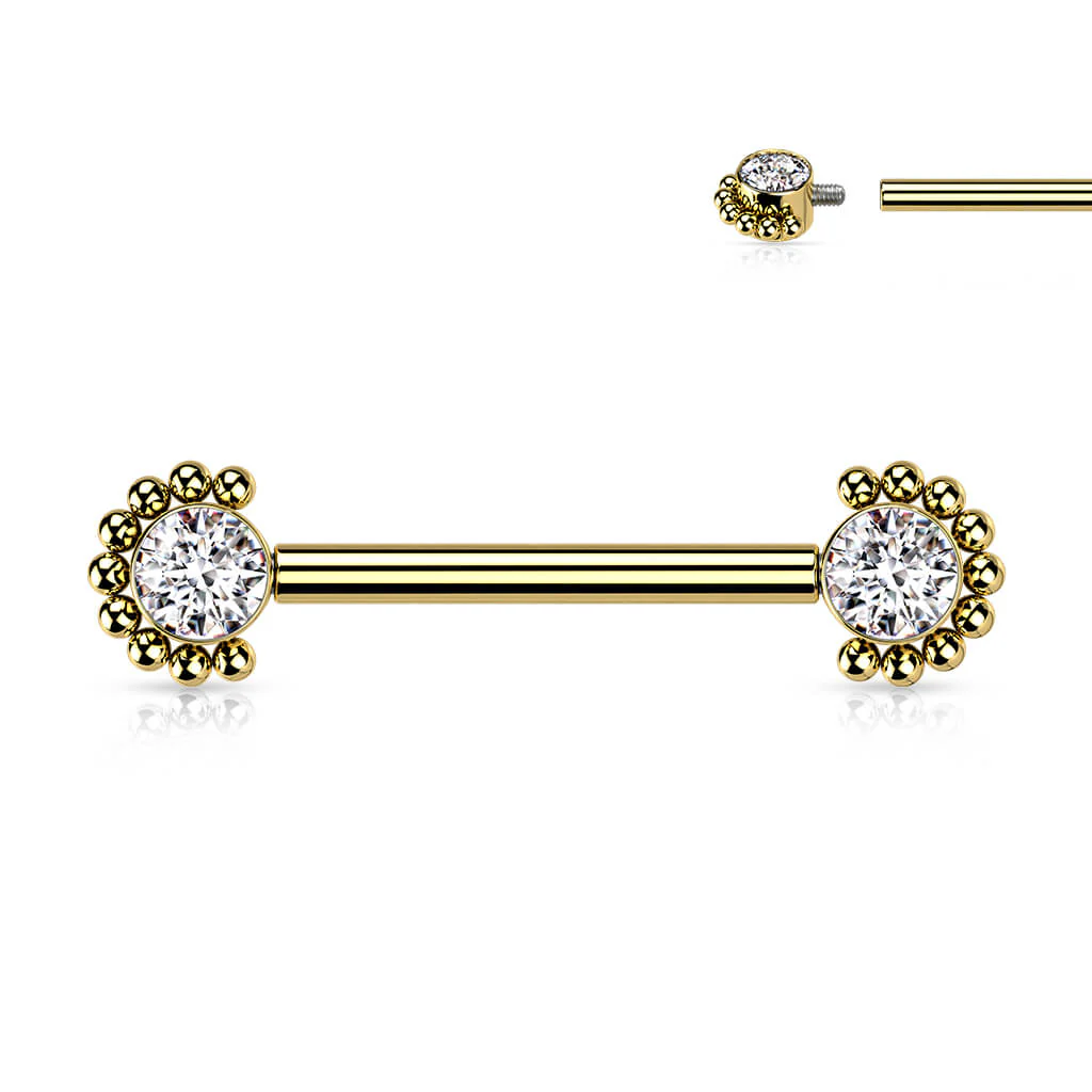 Titan Nippelpiercing Zirkonia Innengewinde - Image 7