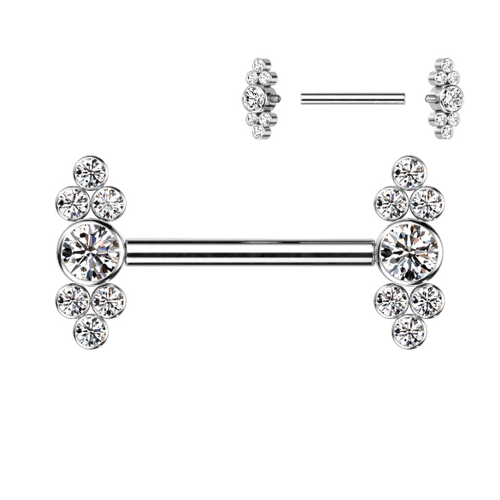 Titan Nippelpiercing Zirkonia Innengewinde - Image 2