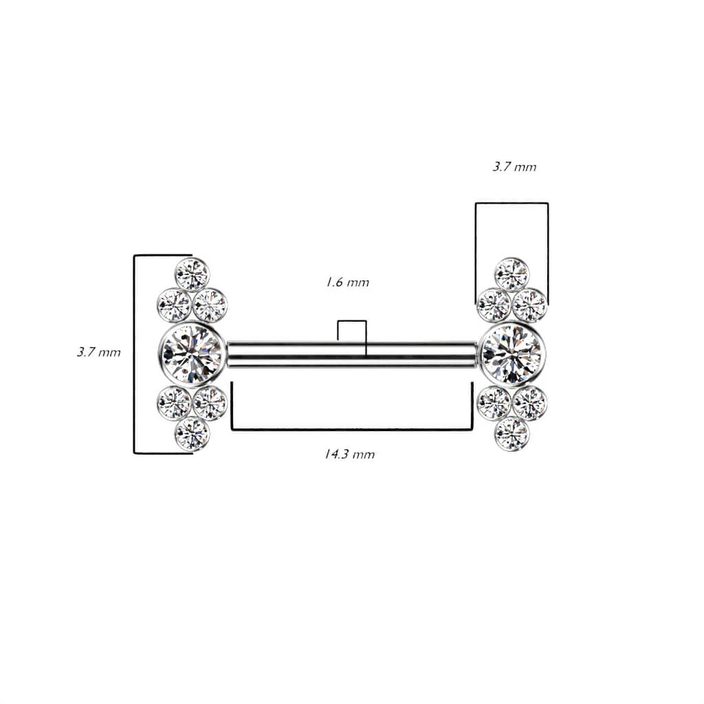 Titan Nippelpiercing Zirkonia Innengewinde - Image 3