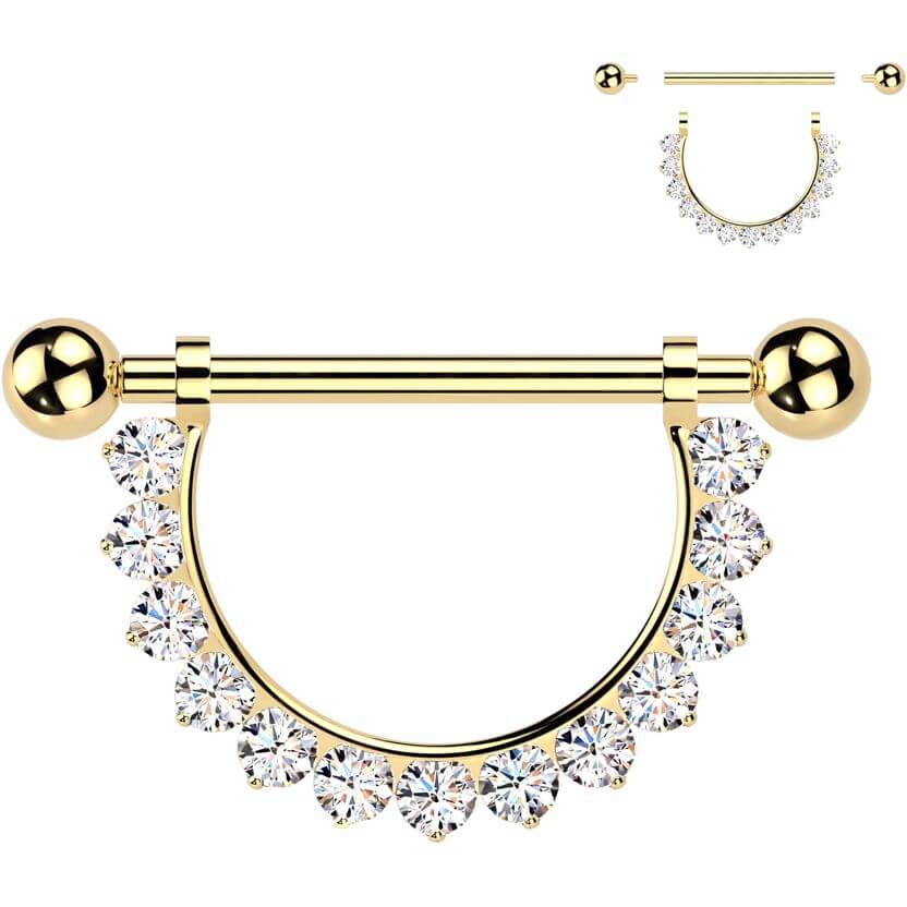 Titan Nippelpiercing Barbell Zirkonia Innengewinde - Image 2