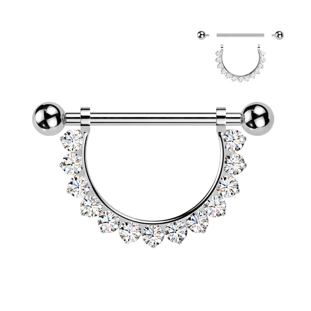 Titan Nippelpiercing Barbell Zirkonia Innengewinde - Image 3