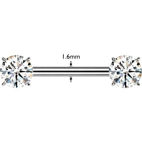 Titan Nippelpiercing Zirkonia Krappfassung Innengewinde - Image 2