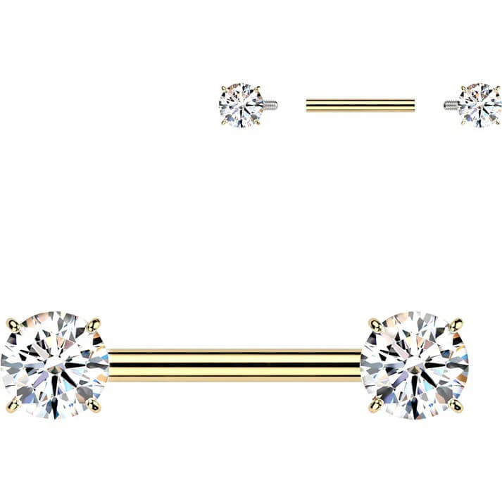 Titan Nippelpiercing Zirkonia Krappfassung Innengewinde - Image 3