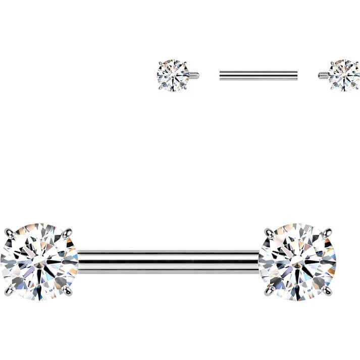 Titan Nippelpiercing Zirkonia Krappfassung Innengewinde - Image 4