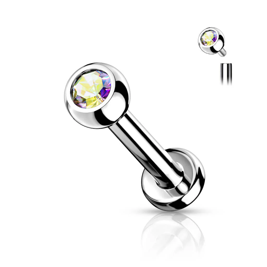 Titan Labret Kugel Zirkonia Silber Innengewinde - Image 6
