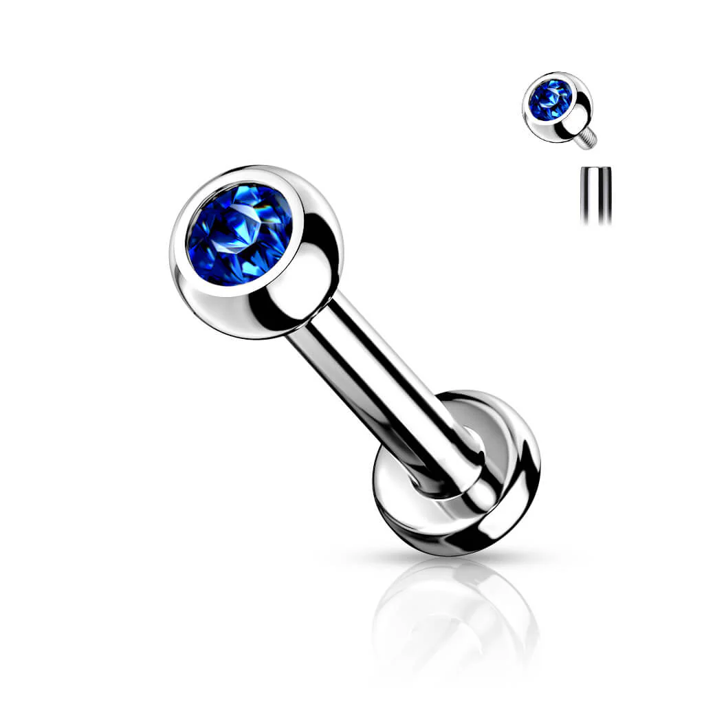 Titan Labret Kugel Zirkonia Silber Innengewinde - Image 8