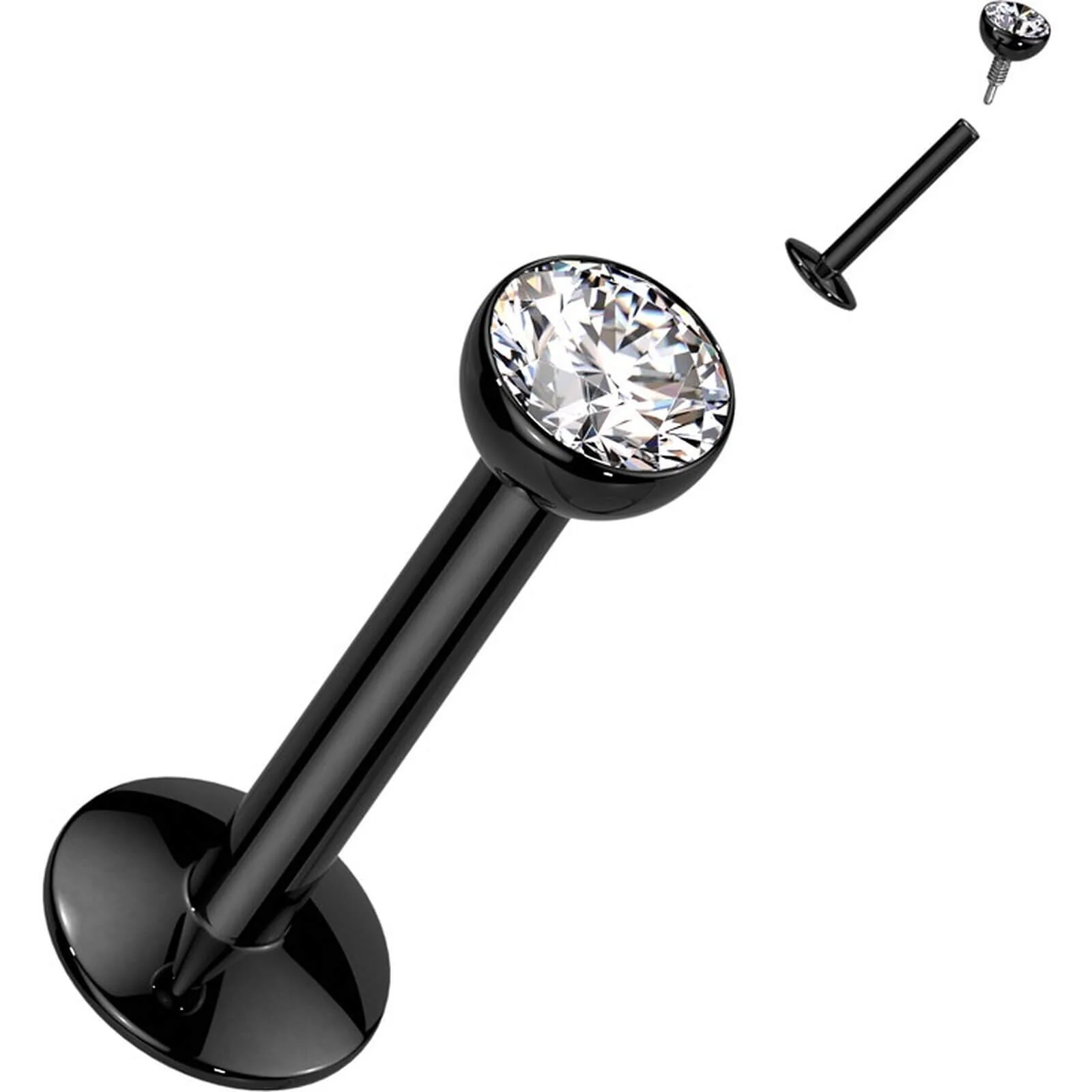 Titan Labret Zirkonia Silber Innengewinde - Image 7