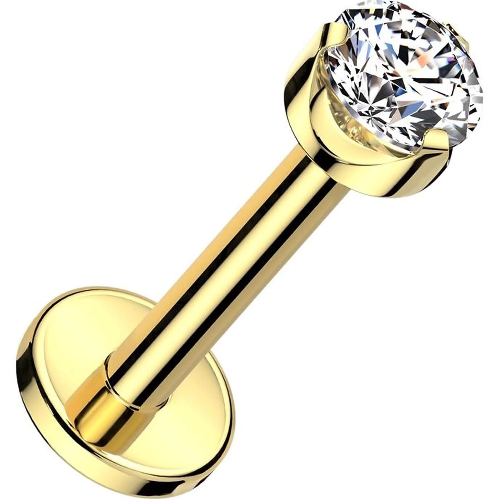 Titan Labret Runder Zirkonia Zargenfassung Innengewinde