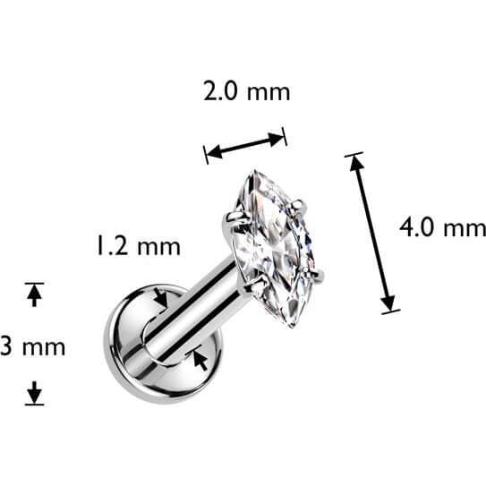 Titan Labret Marquise Schliff Zirkonia Innengewinde - Image 5