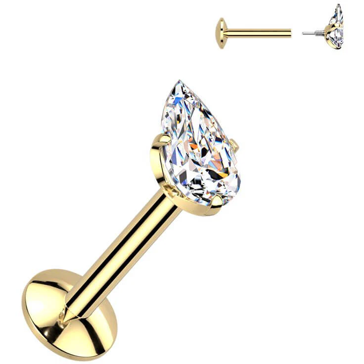 Titan Labret Tropfenförmige Zirkonia-Krappenfassung Innengewinde - Image 3