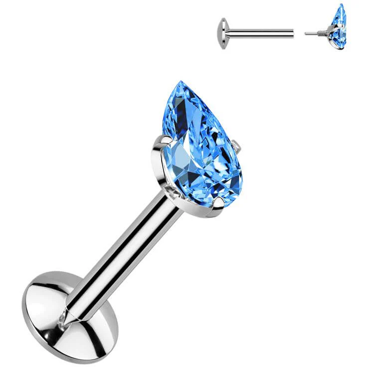 Titan Labret Tropfenförmige Zirkonia-Krappenfassung Innengewinde - Image 4