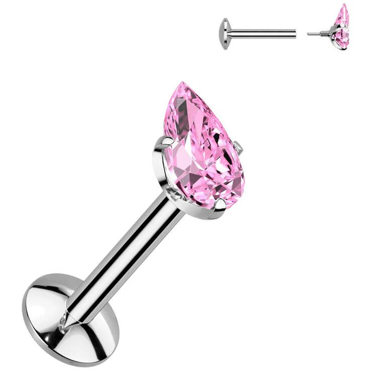Titan Labret Tropfenförmige Zirkonia-Krappenfassung Innengewinde - Image 5