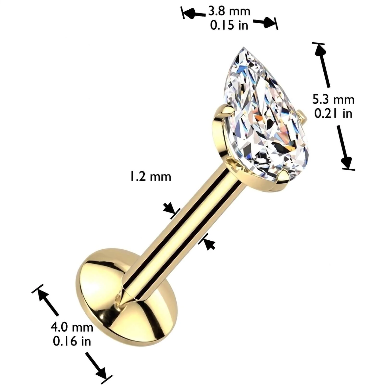 Titan Labret Tropfenförmige Zirkonia-Krappenfassung Innengewinde - Image 8