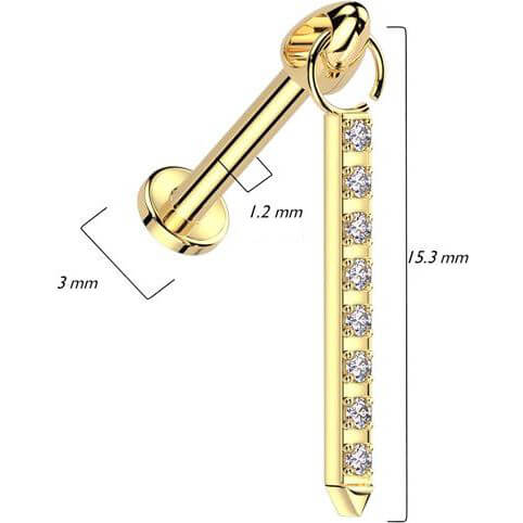 Titan Labret Anhänger Stab Zirkonia Innengewinde - Image 2