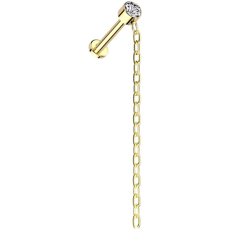 Titan Labret Kette Anhänger Zirkonia Innengewinde - Image 3