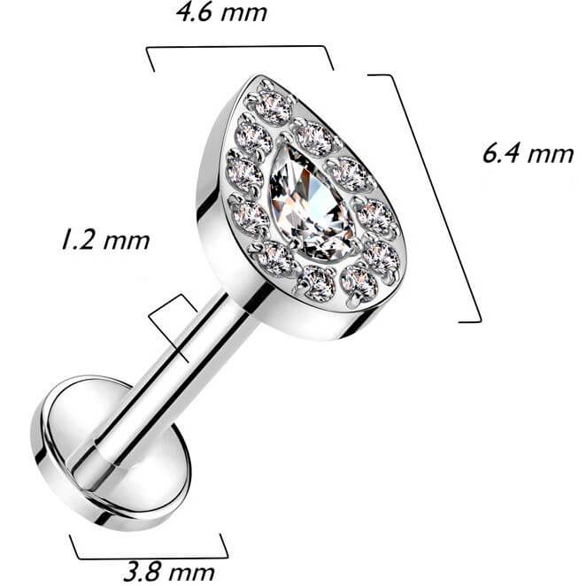 Titan Labret Träne Zirkonia Innengewinde - Image 4