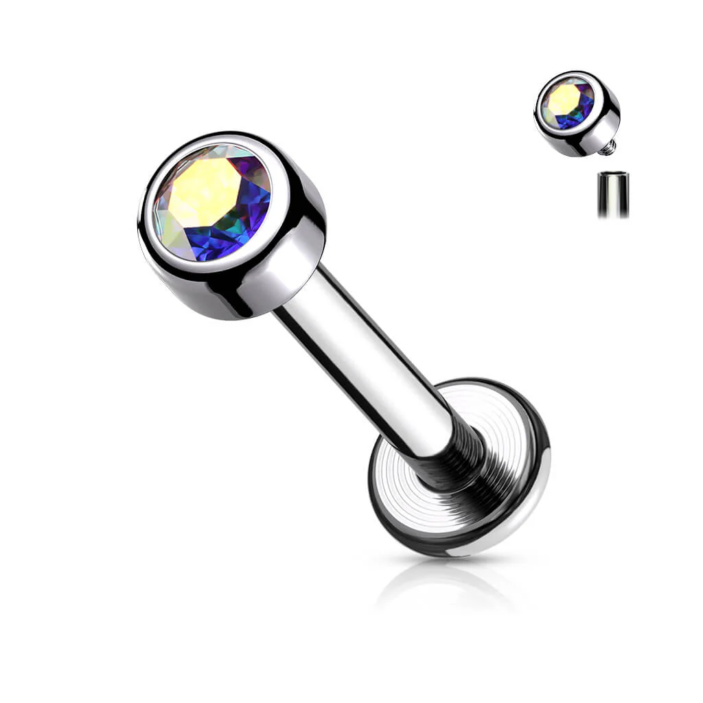 Titan Labret Zirkonia Rund Silber Innengewinde - Image 2