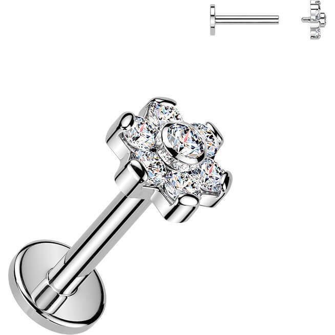 Titan Labret 7 Zirkonia Blume Innengewinde - Image 2