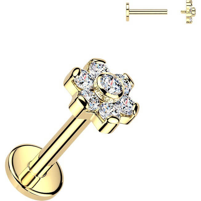 Titan Labret 7 Zirkonia Blume Innengewinde - Image 3