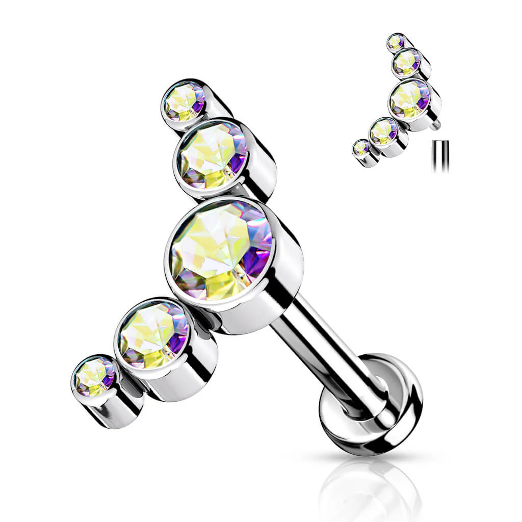 Titan Labret 5 Zirkonia Flach Silber Innengewinde - Image 6