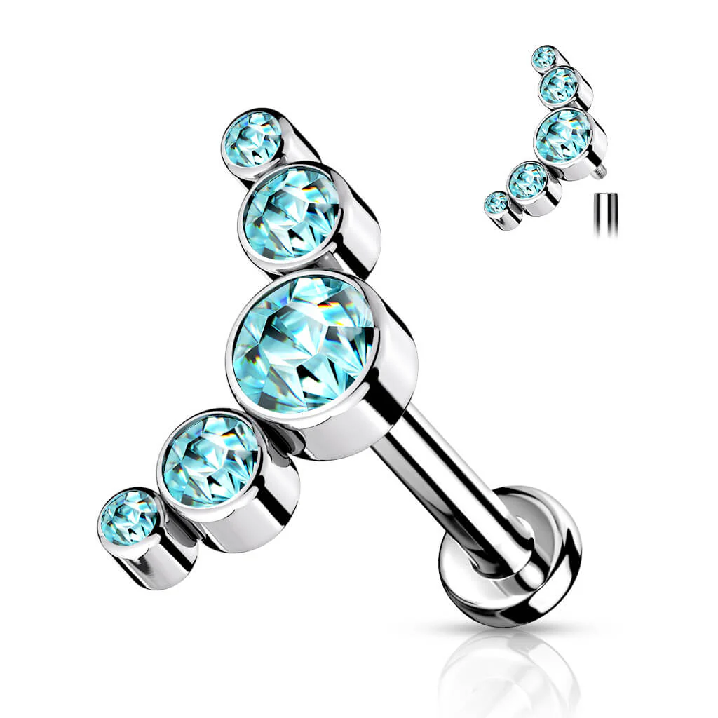 Titan Labret 5 Zirkonia Flach Silber Innengewinde - Image 8