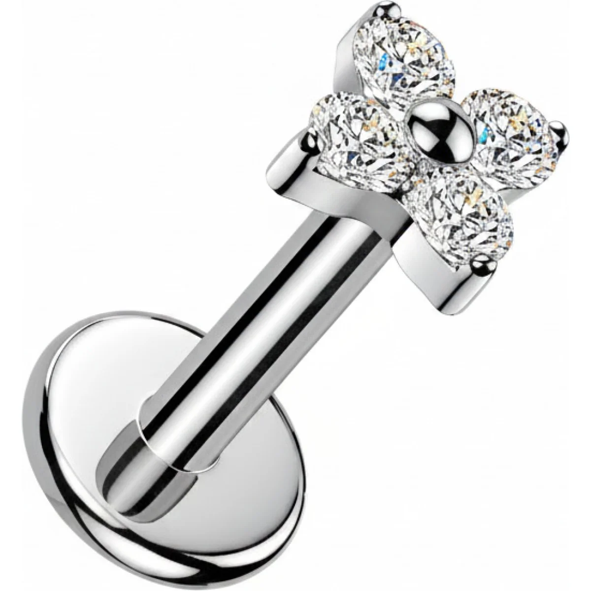 Titan Labret 4 Zirkonia Blume Innengewinde