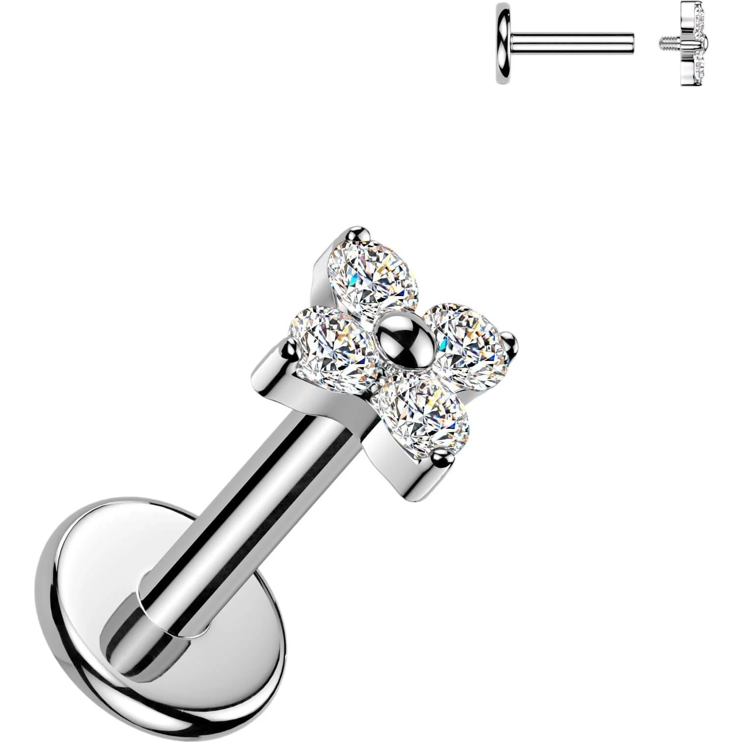 Titan Labret 4 Zirkonia Blume Innengewinde - Image 4