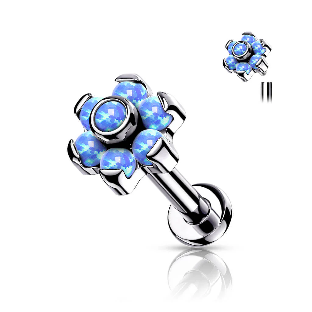 Titan Labret Blume Opal Silber Innengewinde - Image 2