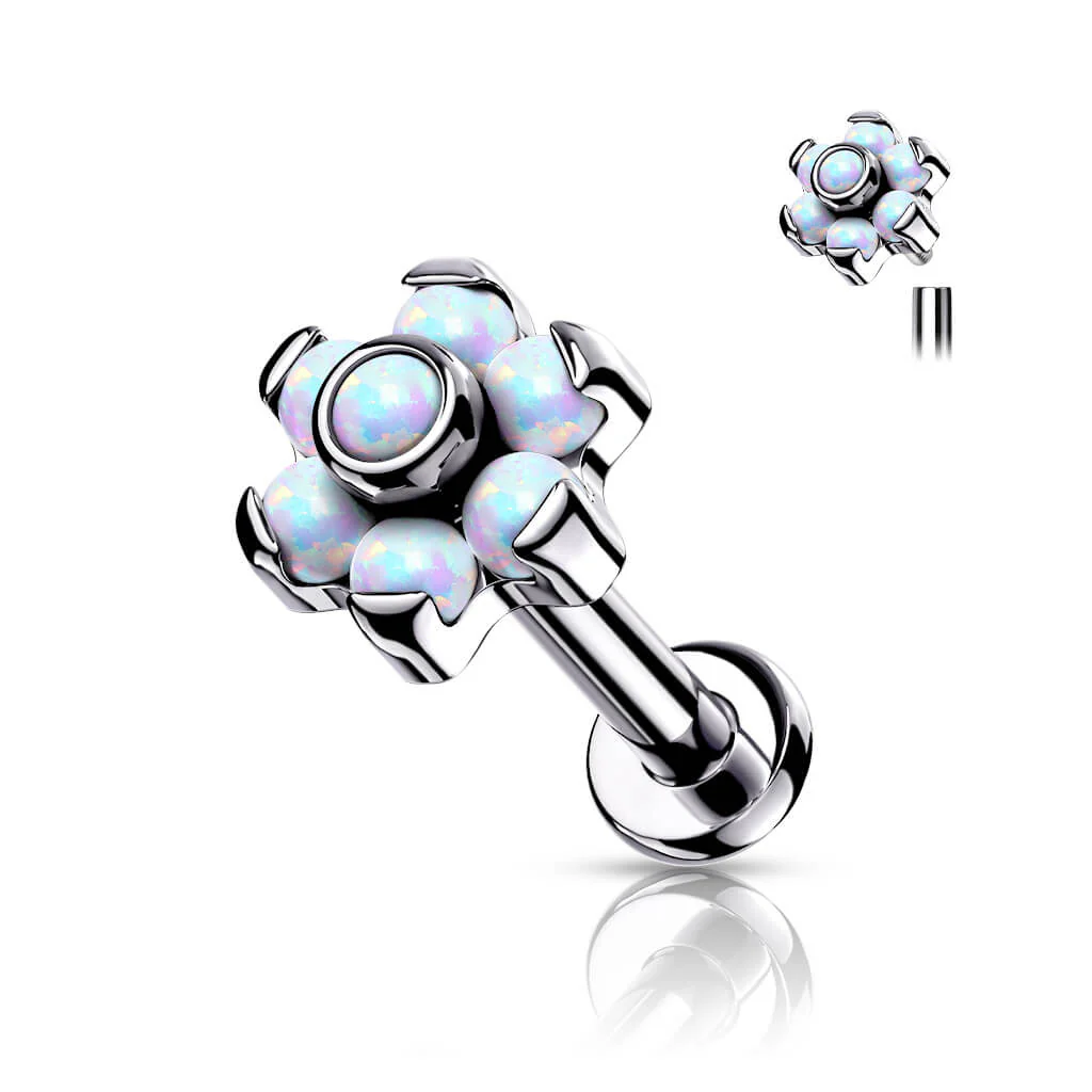 Titan Labret Blume Opal Silber Innengewinde - Image 4