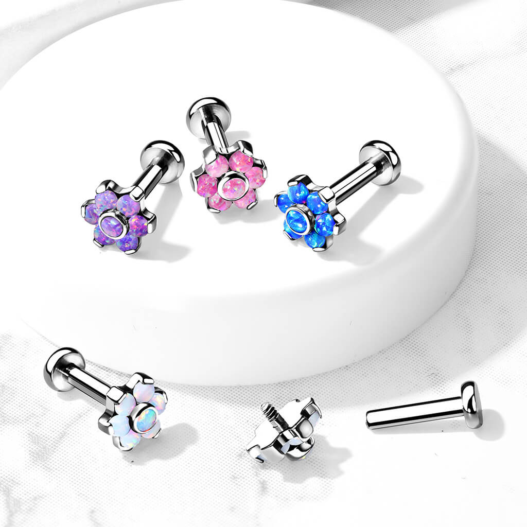 Titan Labret Blume Opal Silber Innengewinde - Image 7