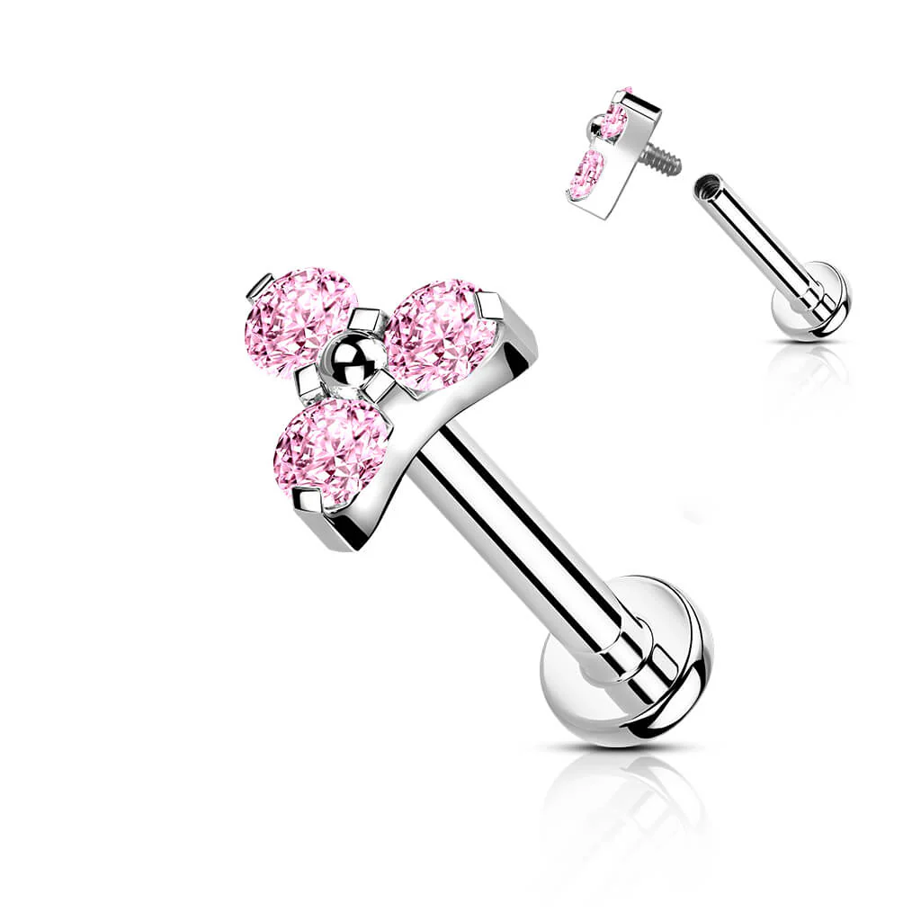 Titan Labret Dreieck Zirkonia Silber Innengewinde - Image 5