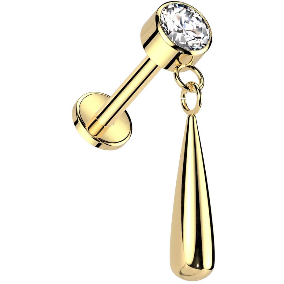 Titan Labret Träne Anhänger Zirkonia Innengewinde - Image 3