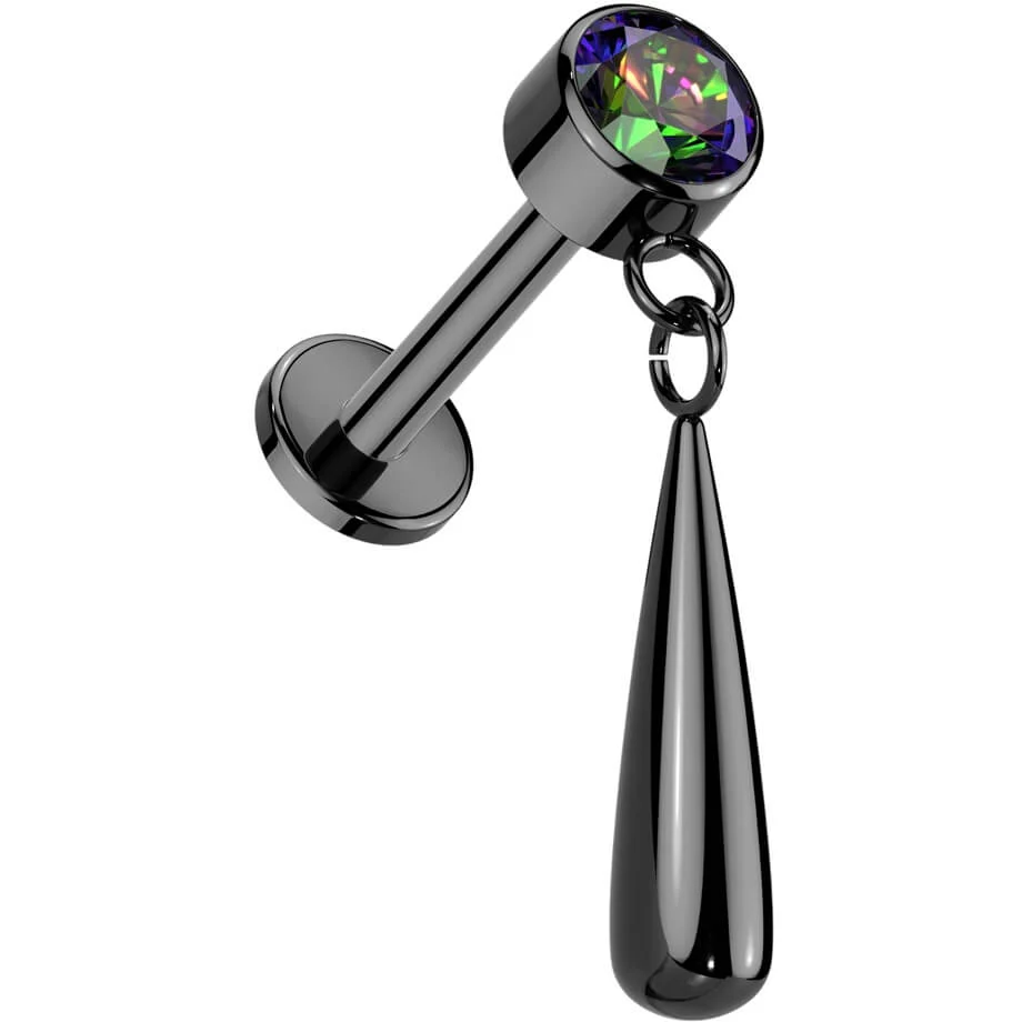 Titan Labret Träne Anhänger Zirkonia Innengewinde - Image 4