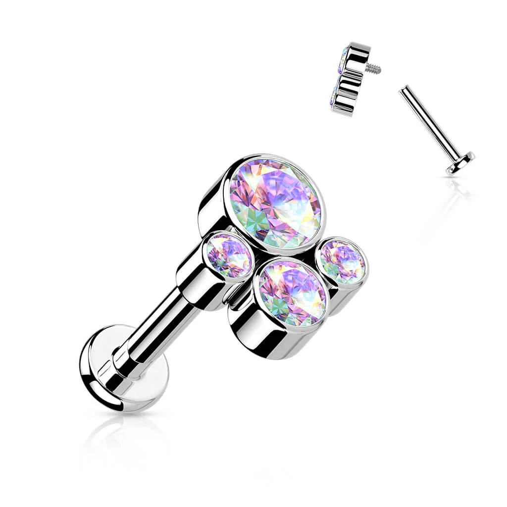 Titan Labret 4 Zirkonia Silber Innengewinde - Image 2