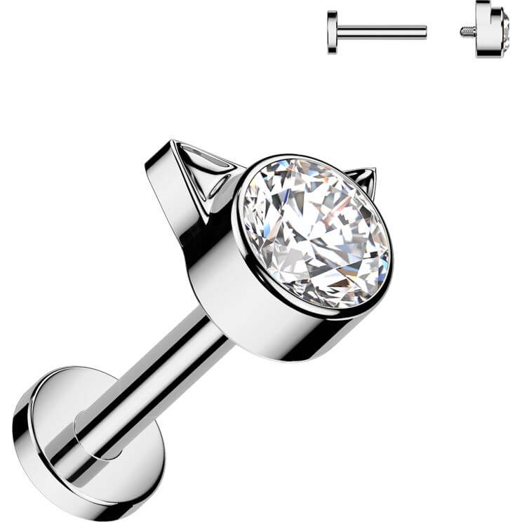 Titan Labret Katze Zirkonia Innengewinde - Image 5
