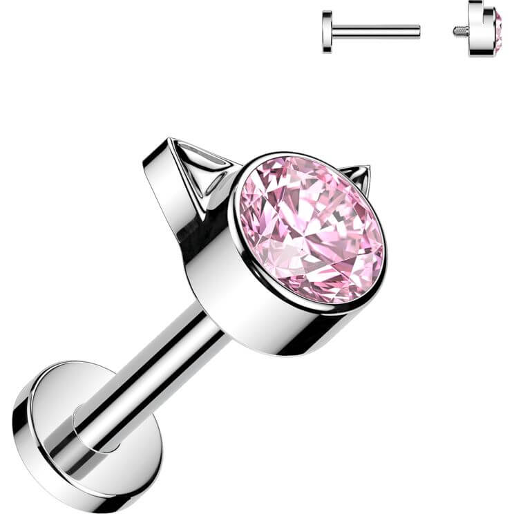 Titan Labret Katze Zirkonia Innengewinde - Image 6