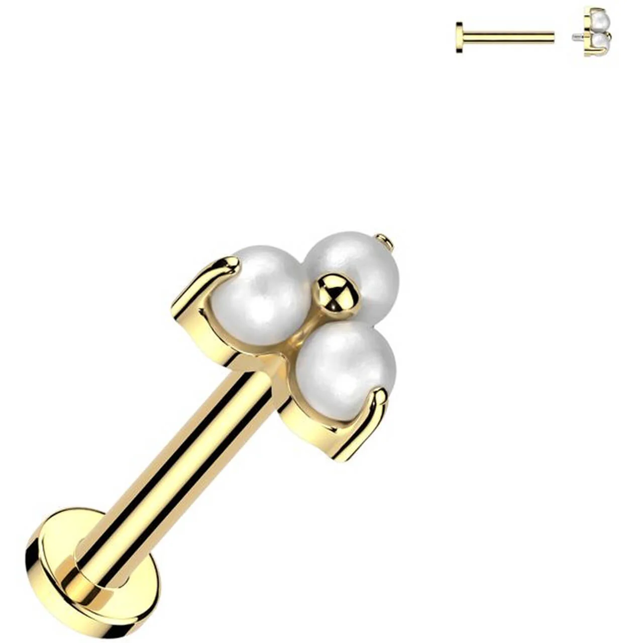 Titan Labret 3 Perlen Dreieck Zargenfassung Innengewinde - Image 2