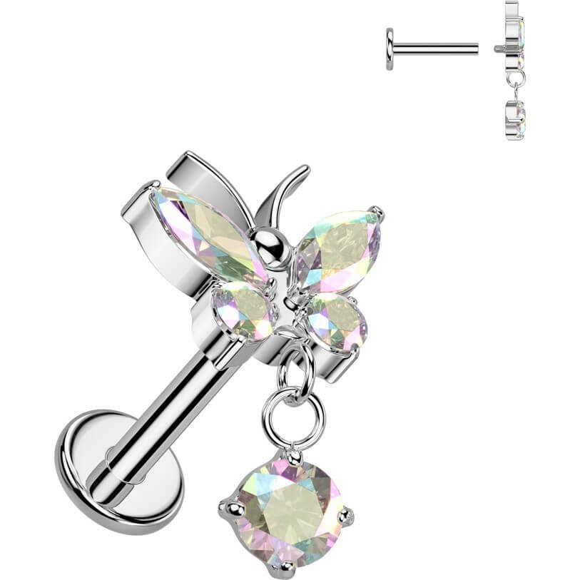Titan Labret Schmetterling Zirkoniaanhänger Innengewinde - Image 2