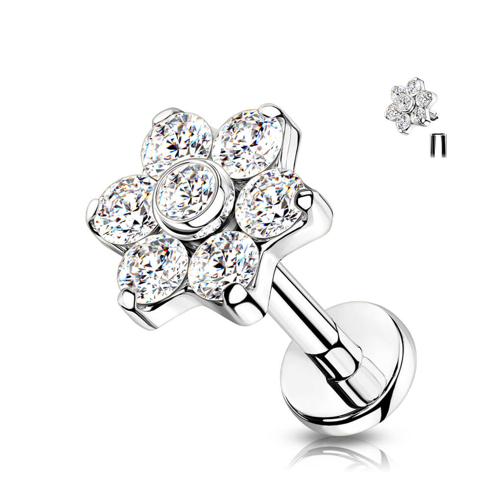 Titan Labret Blume Zirkonia Innengewinde - Image 2