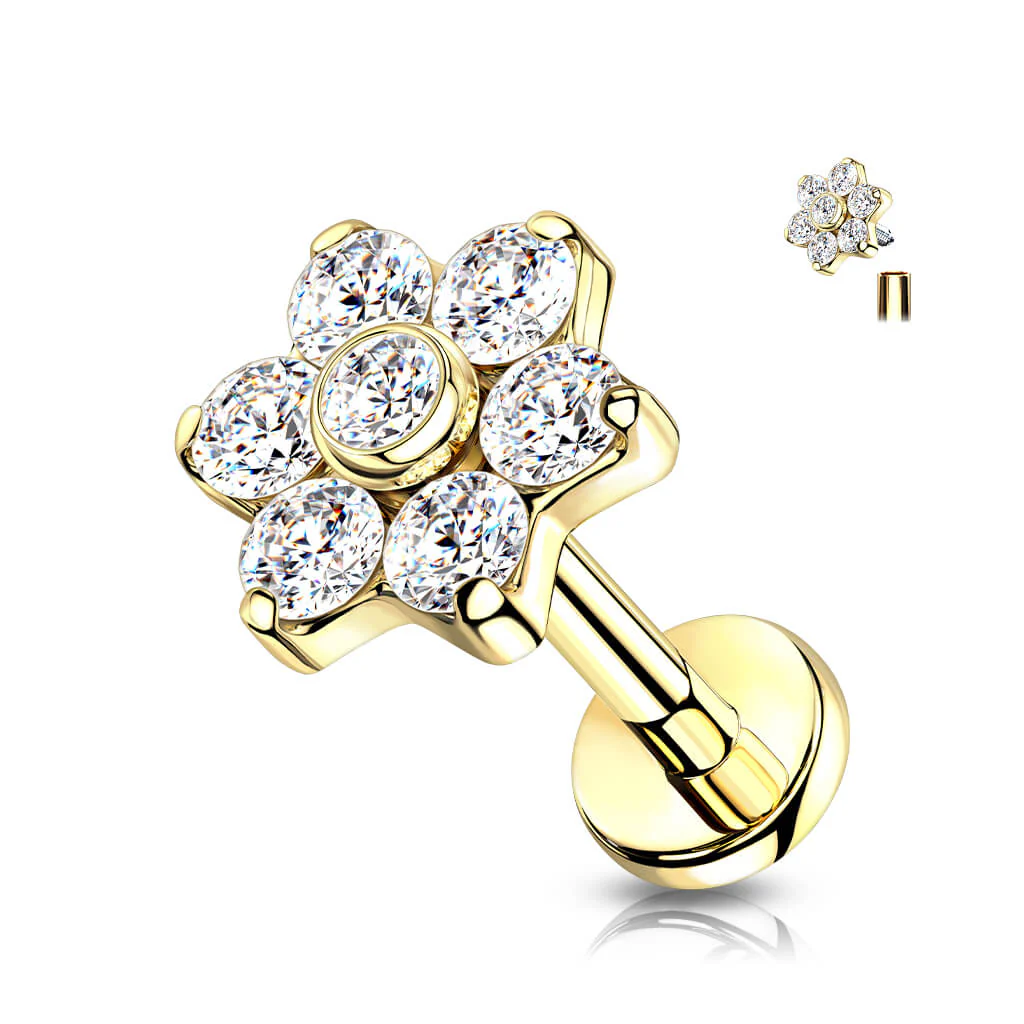 Titan Labret Blume Zirkonia Innengewinde - Image 3