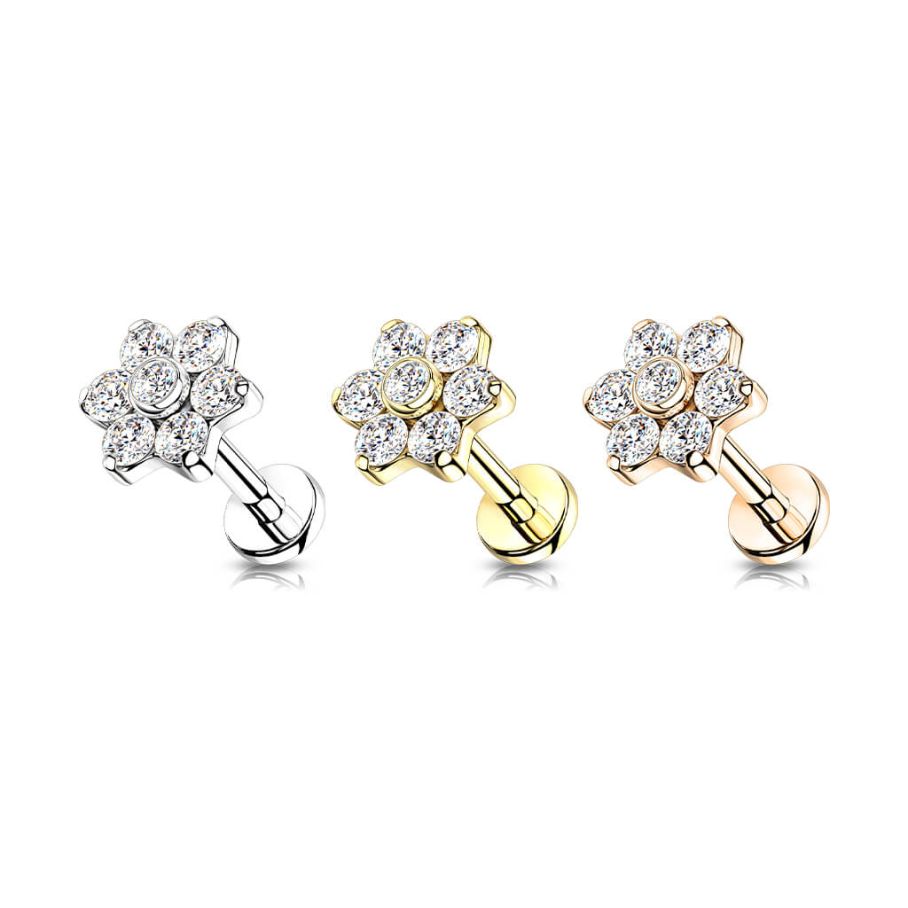 Titan Labret Blume Zirkonia Innengewinde - Image 4