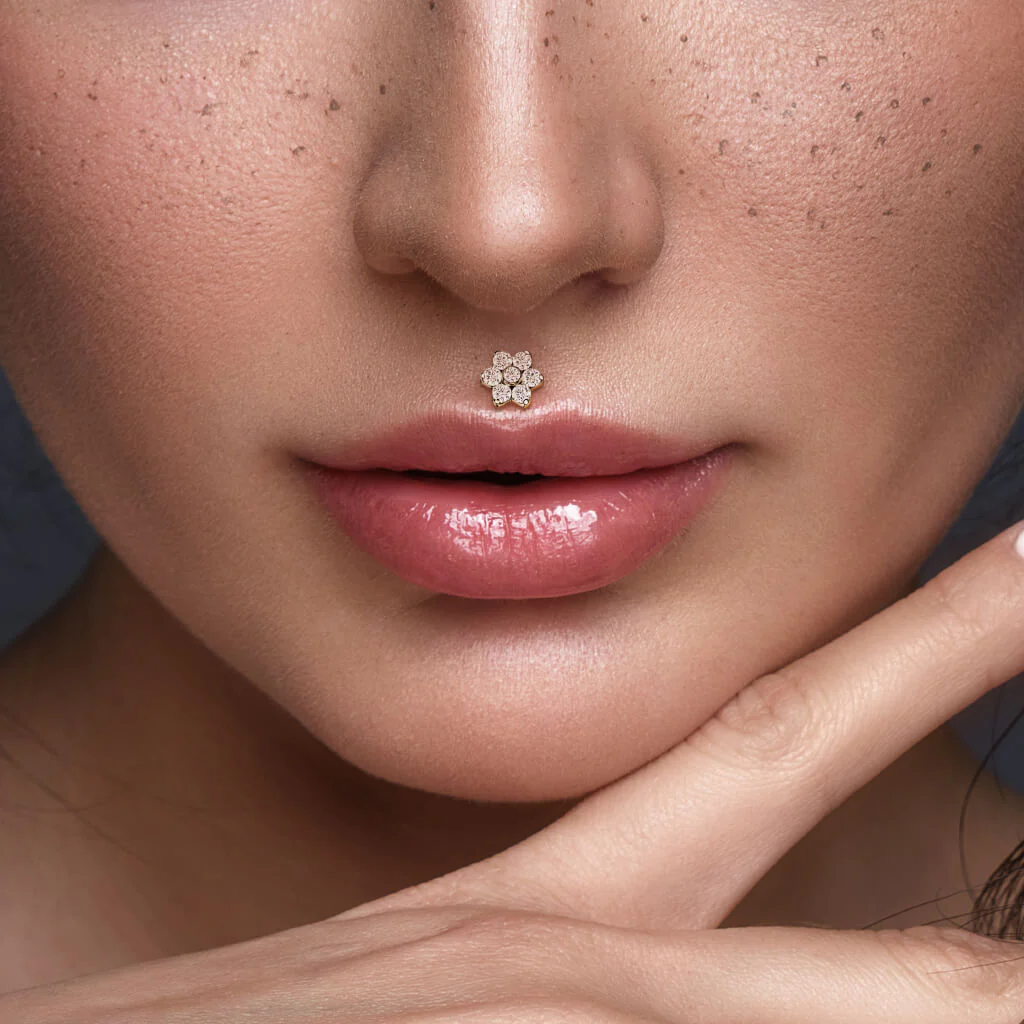 Titan Labret Blume Zirkonia Innengewinde - Image 6