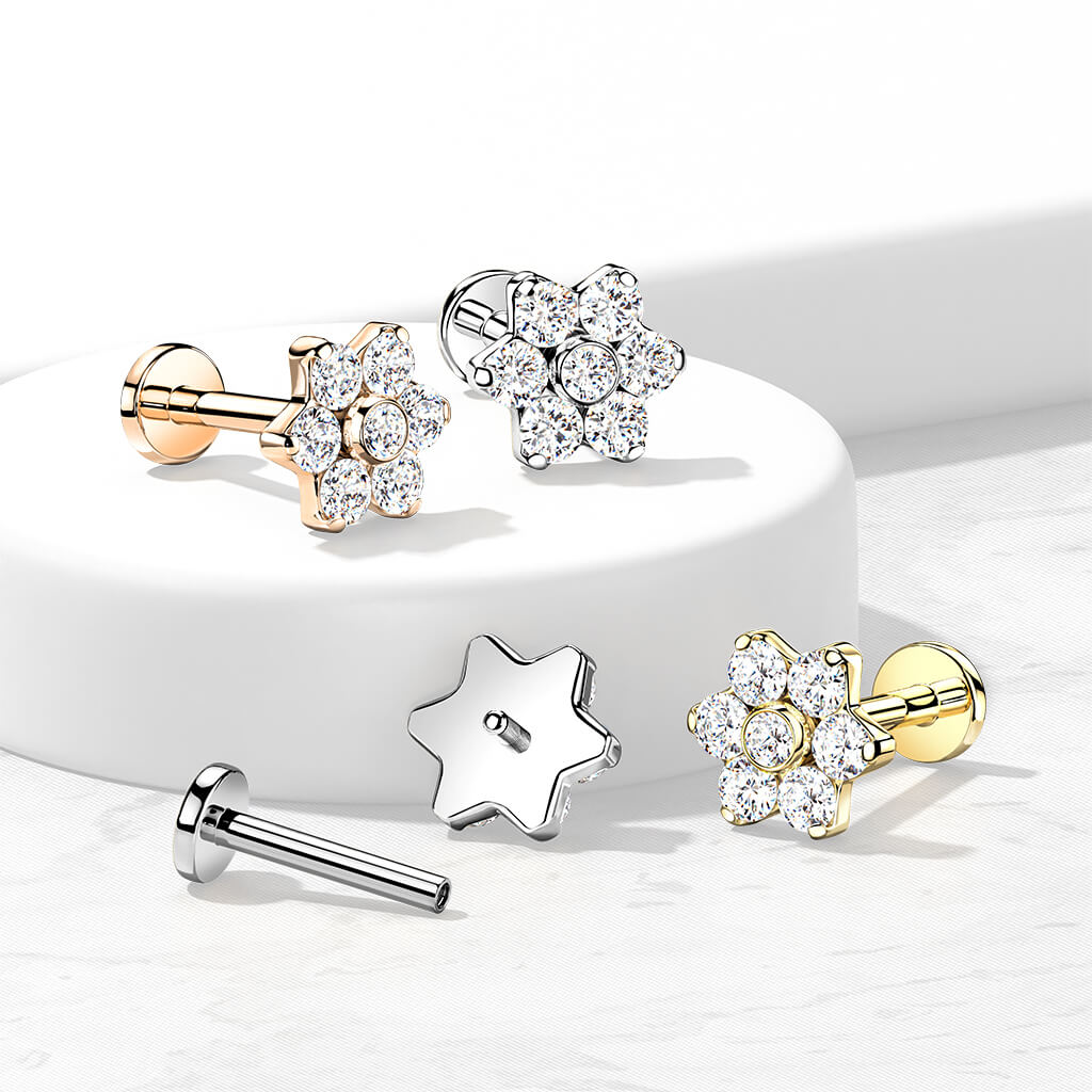 Titan Labret Blume Zirkonia Innengewinde - Image 7