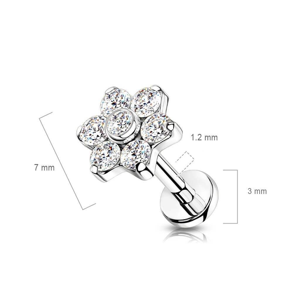 Titan Labret Blume Zirkonia Innengewinde - Image 8